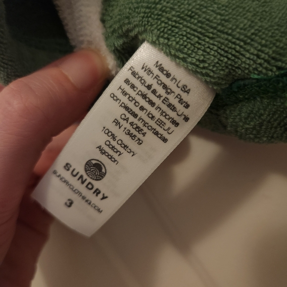 Sundry Green and White Loop Terry Bra Top NWT 3 - Picture 5 of 6